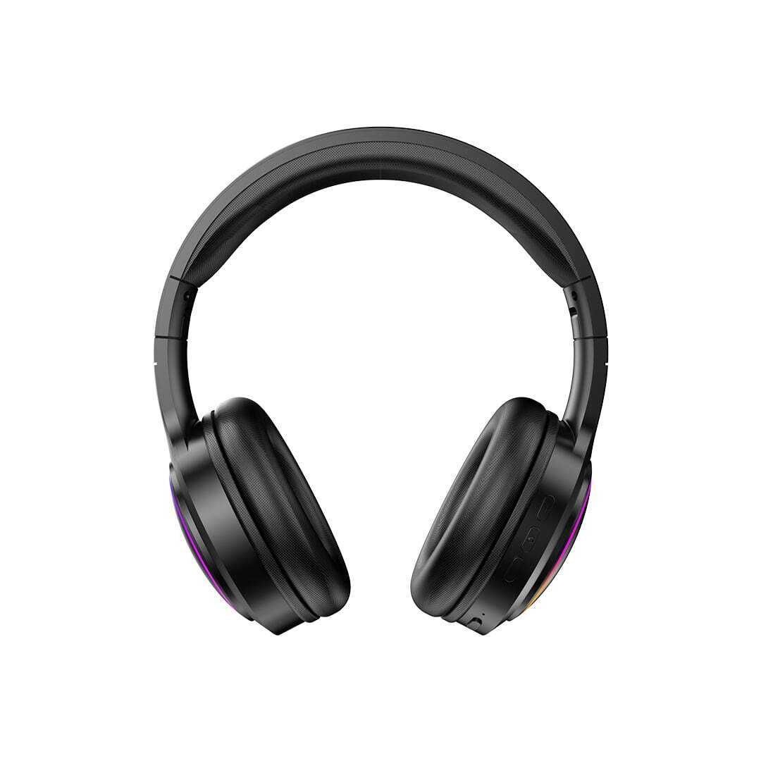 Black over-ear wireless headphones with padded ear cups on a white background.